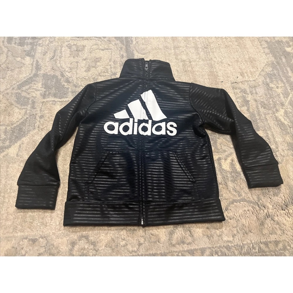 Adidas Boys Track Jacket Black and White Full Zip‎ Size 2T 2 Toddler